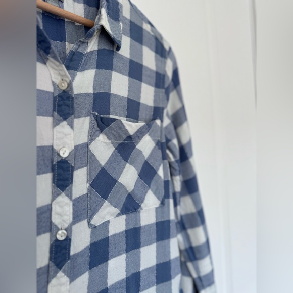 Aerie blue and silver gingham button down shirt size XS - Picture 10 of 10